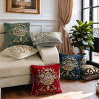 Set of 2 Red Vintage Embroidered Throw Pillows Covers 18x18in Sofa Couch,Red Floral Embroidered Cushion Cover for Sofa Bed Chairs Car