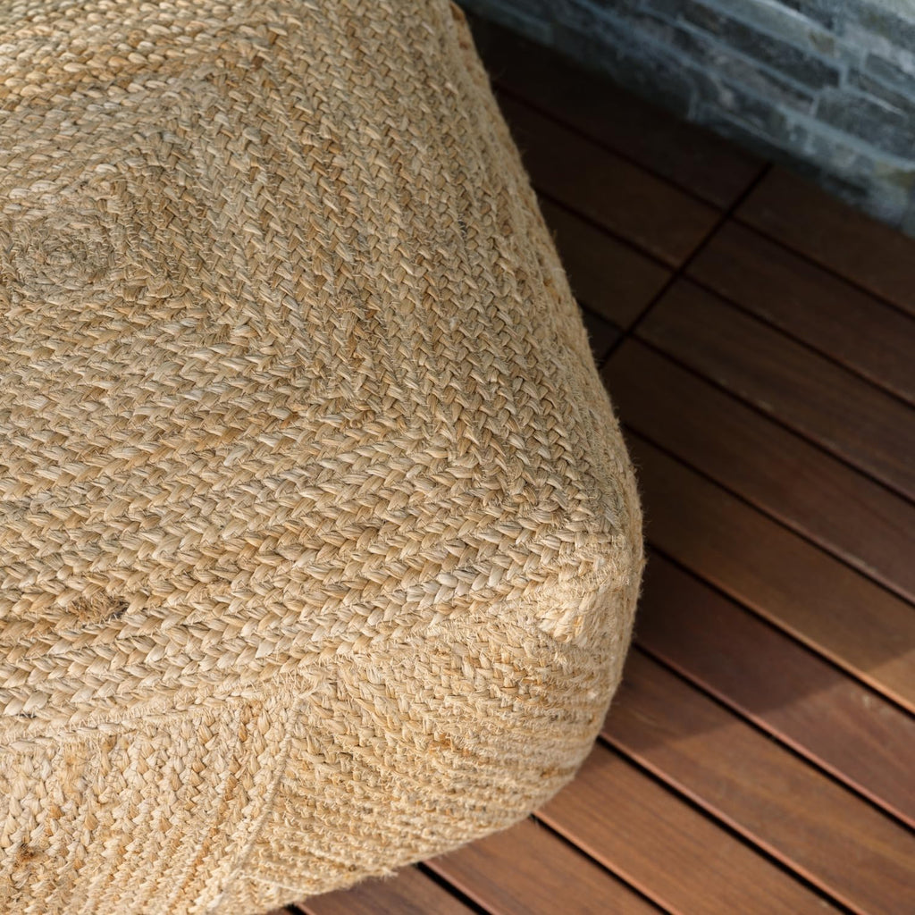 Pouf Ottoman, Square Braided Natural Jute Ottoman Pouf for Living Room or Bedroom, Floor Chair, Foot Rest or Decorative Home Decor