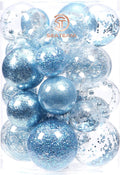 Sea Team Christmas Baubles Set Clear Plastic Shatterproof Multi-Size Decorative Christmas Baubles with Stuffed Delicate Decorations (25 Pieces, Babyblue)