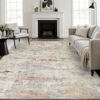 9x12 Area Rug Living Room: Modern Washable Indoor Soft Carpet Taupe | by FXRHLP
