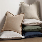 MIULEE Boho Linen Fringe Decorative Throw Pillow Covers Camel 20x20 | Set of 2 - Image 5