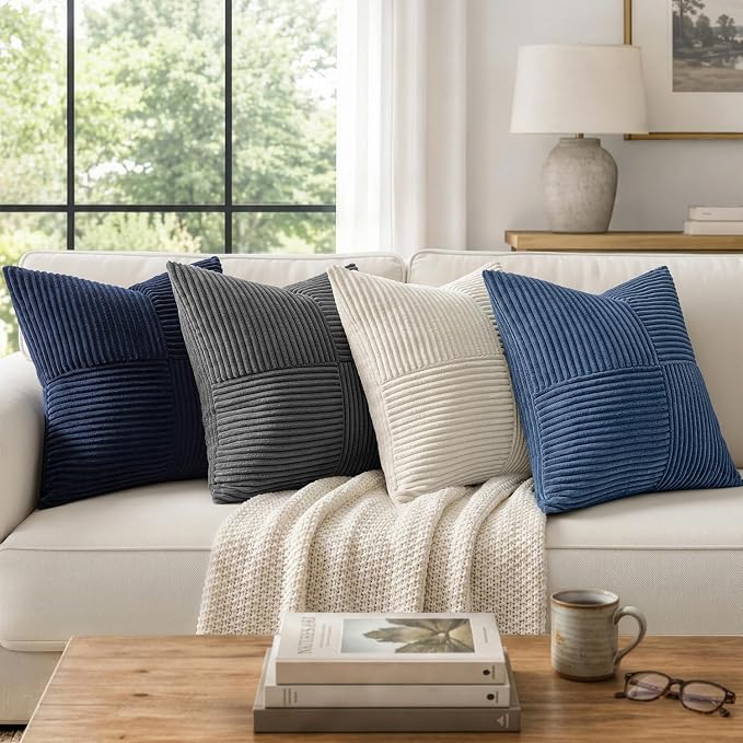 MIULEE Dusty Blue Decorative Euro Sham Pillow Covers 24x24 Inch 2 Pack | - Image 4