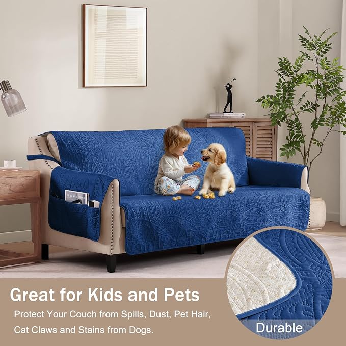 Blue Quilted Recliner Covers, Waterproof Recliner Chair Covers, Lazy Boy Chair - Image 8