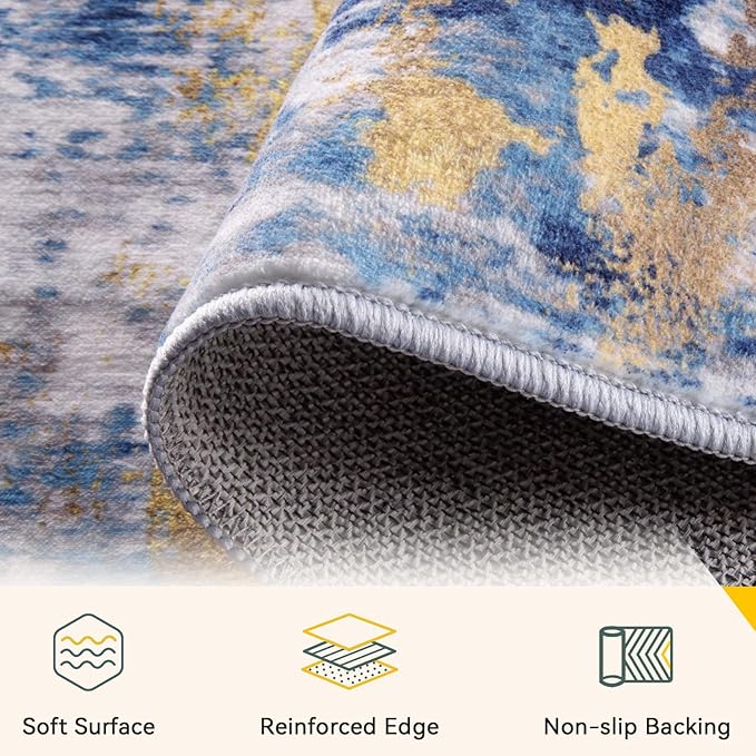 RELEANY Washable 2'x5' Abstract Area Rug - Image 4