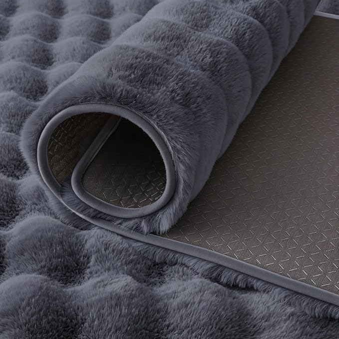 Gray Rabbit Plush Rug 5'x7', Fluffy Shaggy Area Rug - Image 7