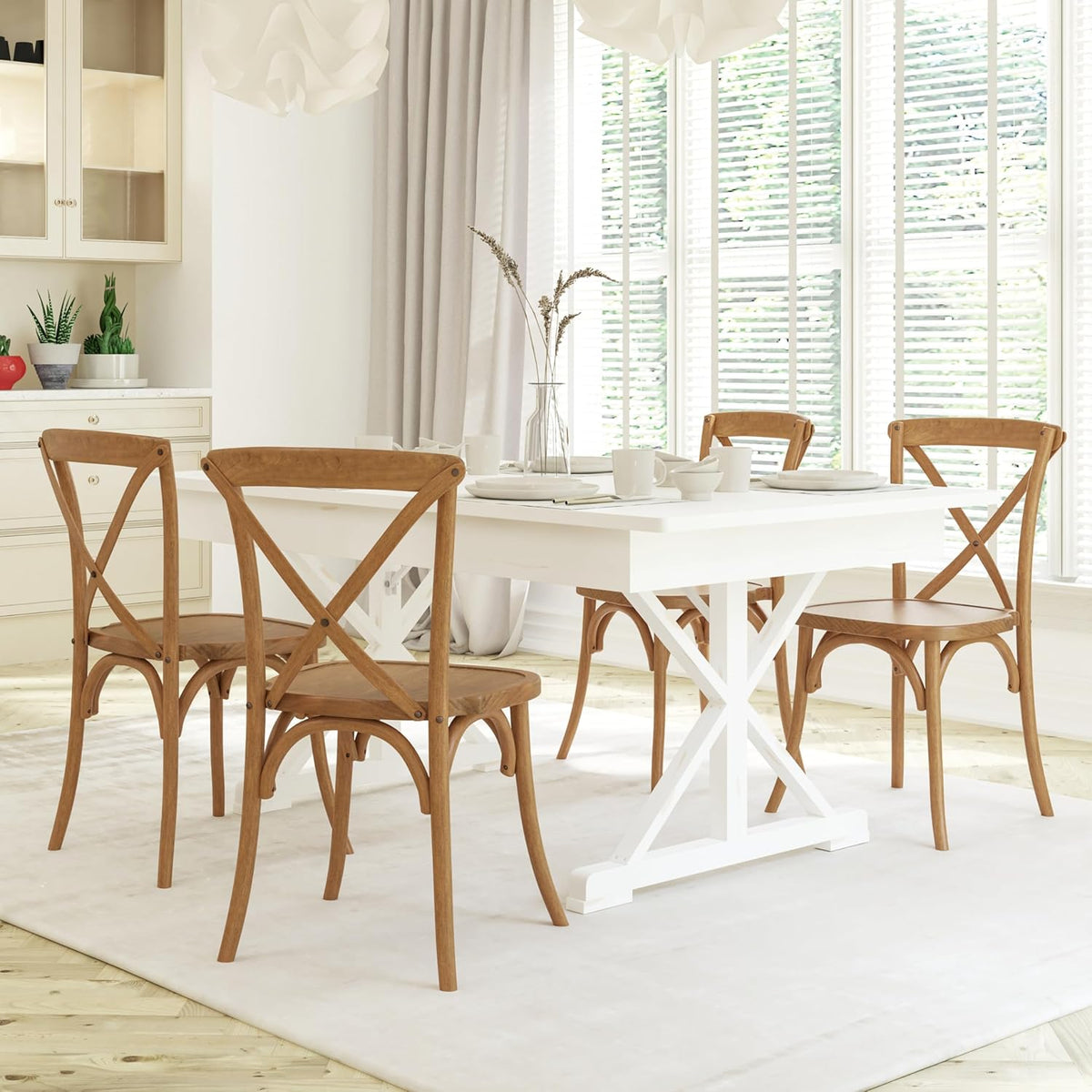 EMMA + OLIVER 2-Pack Light Brown X-Back Chair