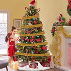 25 Feet Christmas Tinsel Garland, Metallic Twist Wall Hanging Backdrop for Parade Floats, Christmas Eve, New Year, Valentine's Day Party Decorations (Champagne Gold, 4in x 25ft)