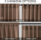 Caramel Brown Linen Curtains for Living Room 105 Inches Long Back Tab Light - Image 2