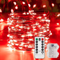 2 Pack 32.8 Ft. Battery Operated Outdoor String Lights with Remote & Timer, LED Red Fairy Lights, Waterproof Twinkle Lights for Bedroom, Dorm, Mason Jar, Wedding, Party, Christmas