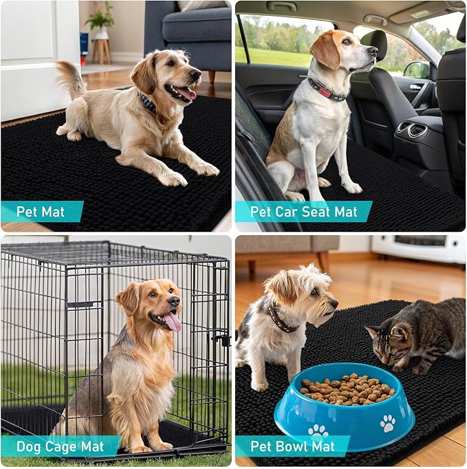 OLANLY Dog Door Mat for Muddy Paws 47x17, Super Absorbent Chenille Mud Mat | - Image 7