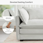 ROWHY 150'' Modular Sectional Sofa Cloud Couch, 7 Seater Big Comfy Corduroy L Shaped Couch with 4 Pillows, Chaise, Ottoman, Deep Seat Sectional Couches for Living Room Office, Light Grey