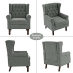 Lumibee High Back Accent Chair,Upholstered Wingback Armchair with Solid Wood Legs for Small Spaces,Comfy Single Sofa Chair for Living Room,Bedroom,Office-Gray