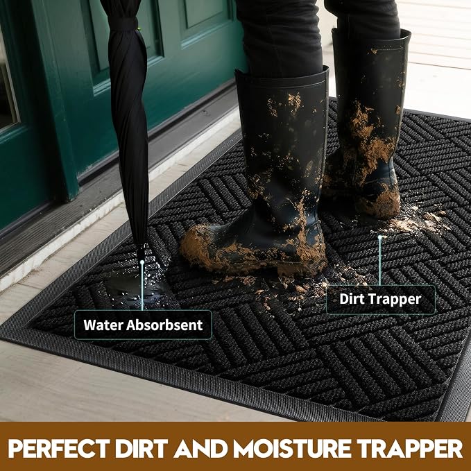 Front Door Mat, Heavy Duty Waterproof Doormat 29.5"x17", Stain Fade Resistant - Image 3