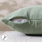 MIULEE Greyish Green Chenille Couch Throw Pillow Covers, 20x20 | Set of 2 - Image 3