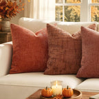 MIULEE Chenille Textured Fall Throw Pillow Covers Burnt Orange 16x16 | Set of 2 - Image 2