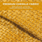 Chenille Fabric Accent Chair, Upholstered Armchair with Solid Wood Legs, Modern Living Room Accent Chair, Comfy Single Sofa Chair Reading Club Chair for Bedroom Reception Lounge, Yellow