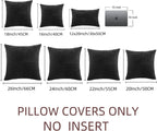 Fancy Homi 2 Packs Black Samll Decorative Throw Pillow Covers 14x14 Inch with for Couch Bed Sofa, Rustic Farmhouse Boho Home Decor, Soft Corss Patchwork Corduroy Square Cushion Case 35x35 cm
