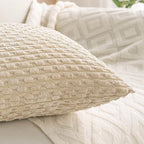 Set of 4 Beige Decorative Throw Pillow Covers 24x24 Inch Corduroy Pillow Covers - Image 7