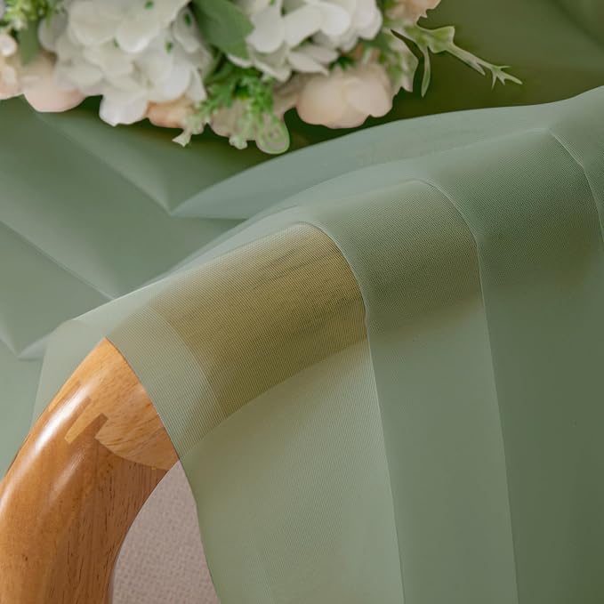 Simplebrand Sage Green Sheer Curtains 84 Inches Long, Light Filtering Rod - Image 8