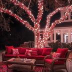 JMEXSUSS 2 Pack Red and White Solar Christmas Lights, Total 400 LED 151FT Solar String Lights Outdoor Waterproof, 8 Modes Solar Lights for Outside Tree Patio Christmas Decorations