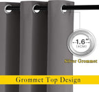NICETOWN Grey Blackout Curtains 102 inches Long, Grommet Thermal Insulated - Image 2