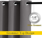 NICETOWN Blackout Grey Curtains 84 inches Long, Grommet Room Darkening Thermal - Image 2