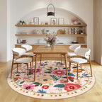RELEANY Floral Washable Round 8ft Area Rug Pink | Flower Carpet Print Boho Cute - Image 6