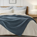 Chunky Chenille Knit Throw Blanket for Couch, Soft Luxurious Moss Stitch Blankets for Bed, Cozy Decorative Farmhouse Knitted Throws for Sofa, Stormy Blue, 60" x 80"