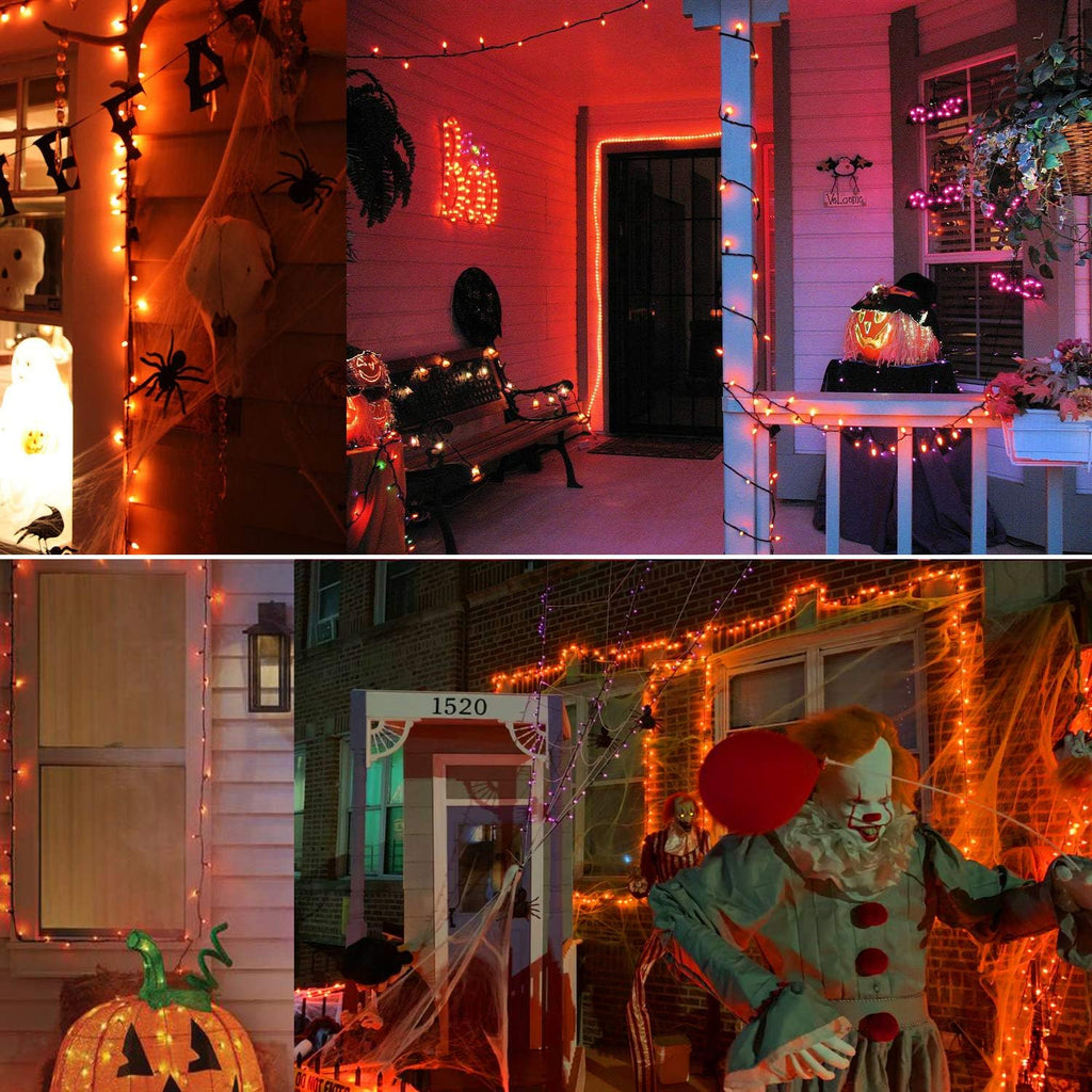 ODEETRONIC Orange Halloween Lights, 21.63ft 100 Count Orange Incandescent Lights, 120V UL Certified Mini Light Connectable, Amber Incandescent Halloween Light Waterproof for Tree Indoor Outdoor Room