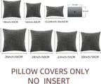 Fancy Homi 2 Packs Dark Gray Euro Decorative Throw Pillow Covers 26x26 Inch for Couch Bed Sofa, Rustic Farmhouse Boho Home Decor, Soft Corss Corduroy Patchwork Textured Square Cushion Case 66x66 cm
