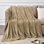 BEDELITE Ribbed Jacquard Brown Fleece Throw Blanket - Image 2