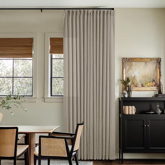 Burlywood Birch Pinch Pleated Linen 92 Inch Curtains 2 Panels | Memory Training by Twodrapes