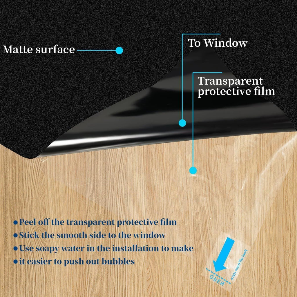 Niviy Blackout Window Privacy Film Room Darkening Black Out Windows Covers Sun Blocking Removable Window Tint for Home,Bedroom,Garage 17.5 x 78.7 Inches