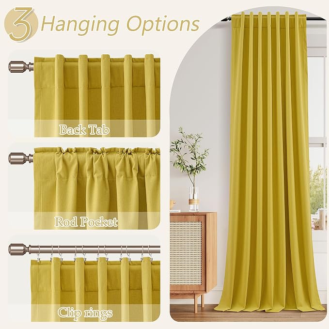 100% Blackout Curtains 120 Inch Length 2 Panels Set - Image 4