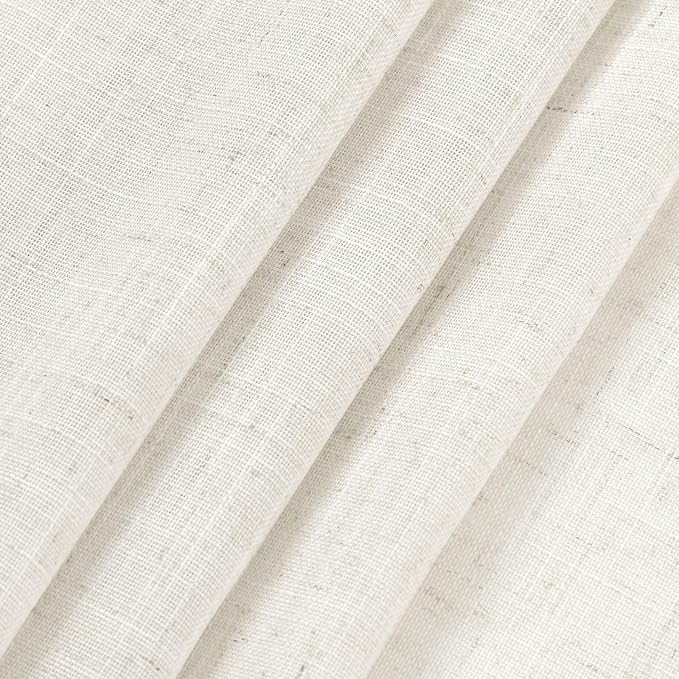 Cream Linen Back Tab Rod Pocket Curtains 52 Inch Length - Image 7