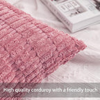 Aegero Pack of 2 Corduroy Decorative Throw Pillow Covers 12x20 Inch - Image 2