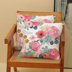 CXMEIFLY Spring Floral Pillow Covers 24 x 24 Inch Set of 2 for Watercolor Pink Flowers Decor Throw Pillows Green Leaves Plant Outdoor Decorative Cushion Cases with Zipper for Couch Bed Decorations