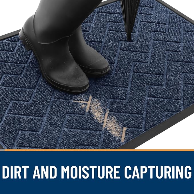 OLANLY Front Door Mat Outside 47x17, All-Season Absorbent Rubber Doormat | Blue - Image 7