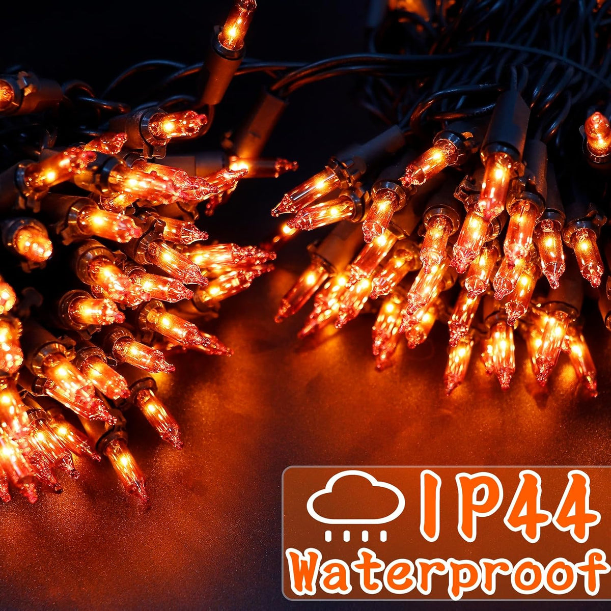 Halloween Lights Orange Lights, 25FT 100 Count Incandescent Connectable Fall Light, 120V UL Listed Waterproof Halloween Decorations for Autumn Indoor Outdoor Party Home Garden Yard Decor