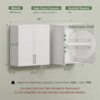 FIMELLO 60" Laundry Room Wall Cabinets with Adjustable Shelf, Large Wall Storage Cabinet, White Wall Cabinet with Doors, Upper Kitchen Cabinet, Cabinets for Laundry, Bathroom, Kitchen -White