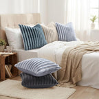 decorUhome Fall Faux Fur Throw Pillow Covers 22x22 Set of 2 Dark Grey | - Image 6