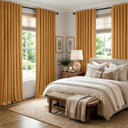 MIULEE Fall 100% Blackout Linen Curtains 42" x 72" Mustard Yellow 2 Panels | - Image 8