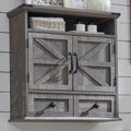 Bathroom Wall Cabinet, Farmhouse Medicine Cabinet, 24" Wide Cabinet with Drawer, Adjustable Shelf, Double Barn Doors, Storage Cabinet for Bathroom, Kitchen, Living Room, Grey Wash