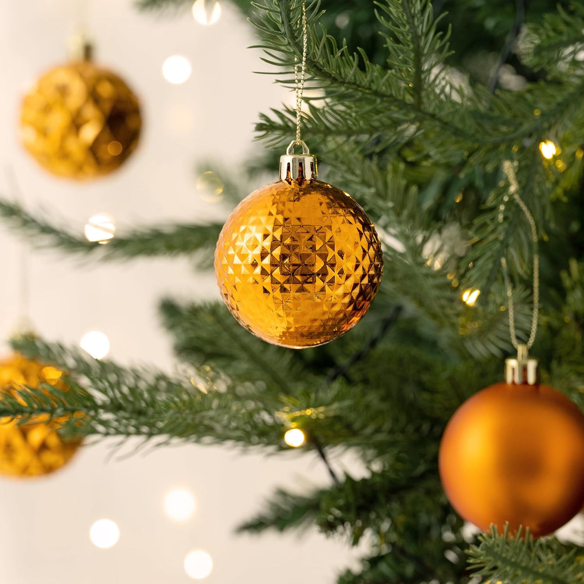 Valery Madelyn Christmas Tree Decorations Ornament Set for Fall Halloween, 50ct 2 Inches Orange Shatterproof Christmas Ball Ornaments Hanging Xmas Holiday Party Decor