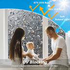 Kromapolis Window Film, Window Privacy Film Frosted, Vinyl Glass Covering, Stained Glass Decorative Film, Static Window Clings, Non-Adhesive (Grayish Black, 11.8 x 78.7 inch)