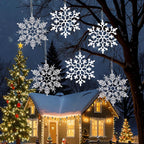 12pcs Large Christmas Snowflakes Decorations, 12" Big Plastic Glitter White Sliver Snowflake Ornaments for Winter Indoor Outdoor Christmas Tree Holiday Window Room Decor Craft Snowflakes