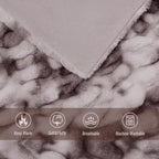 Ultra Soft Luxury Faux Fur Throw Blanket for Counch,Fuzzy Fluffy Plush Warm Cozy Elegant Wrinkled Blanket for Sofa Bedroom Living Room,（50"x60",Tie-dye Taupe）