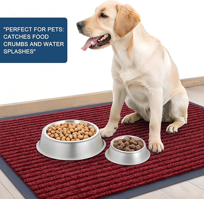 OLANLY 2-Pack Front Door Mats 29.5x17, Waterproof Heavy-Duty Doormats | Wine Red - Image 6