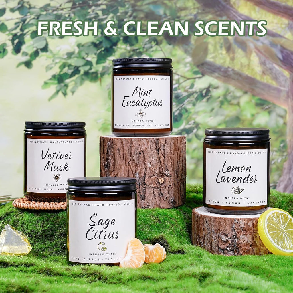 Auelife Scented Candle for Home | Vetiver Musk Candle | Aromatherapy Candles- Soy Candles for Home Scented, Gifts for Women Men, Vetiver Fragrance -7oz, Single-Wick Made with Soy Wax