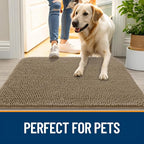 OLANLY Dog Door Mat for Muddy Paws 54x24, Super Absorbent Chenille Mud Mat | Tan - Image 6